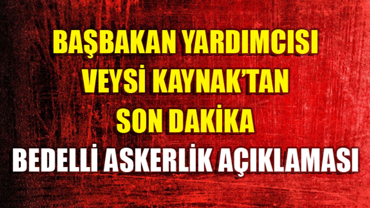 Başbakan Yardımcısı Veysi Kaynak'tan son dakika bedelli askerli açıklaması