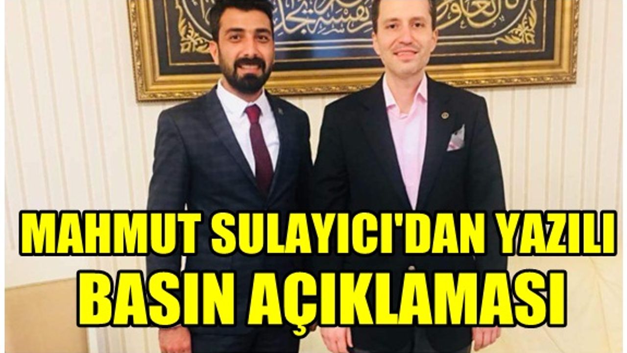 Erbakan Vakfı Kahramanmaraş İl Başkanı Mahmut Sulayıcı Yazılı Basın açıklaması