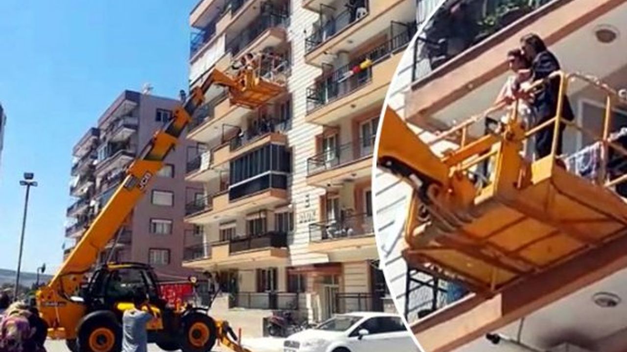 İzmir'de ilginç olay! Gelini baba evinden vinçle alıp nikah salonuna götürdüler