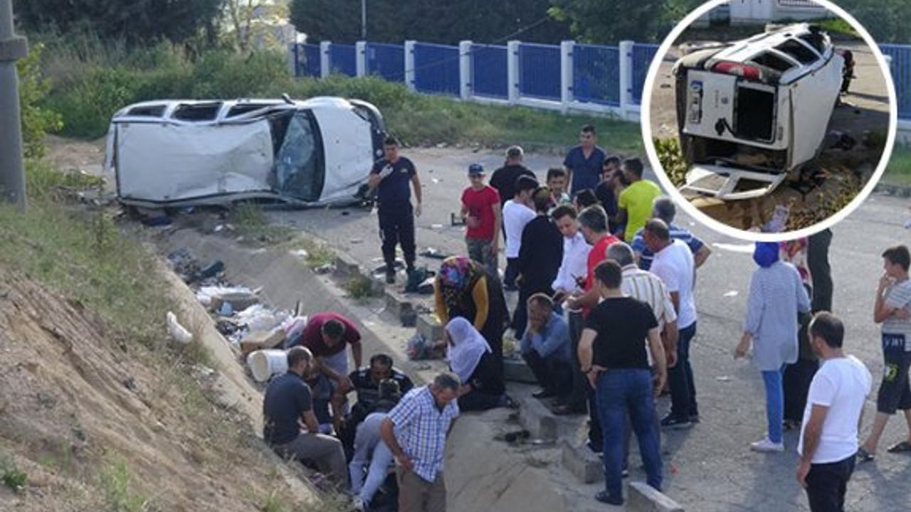 Kocaeli'de piknik dönüşü feci kaza! Otomobil şarampole yuvarlandı