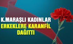 Kahramanmaraş'ta Kadına Yönelik Şiddete karşı karanfil dağıttılar