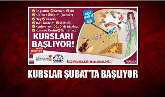 Kurslar Şubat'ta başlıyor