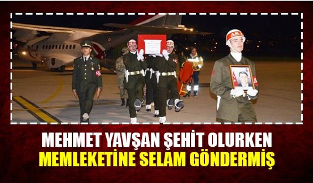 Mehmet Yavşan şehit olurken memleketine selam göndermiş