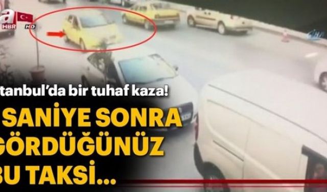 Bağcılar'da feci kaza: Taksi düz yolda takla attı