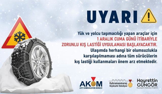 Büyükşehir’den Sürücülere Kış Lastiği Uyarısı!