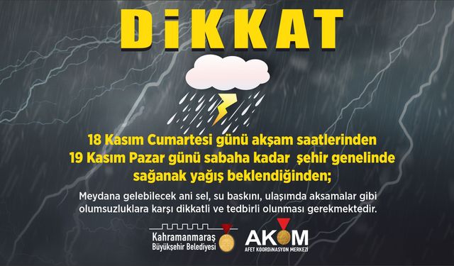 Büyükşehir, Sağanak Yağışa Karşı Vatandaşları Uyardı!