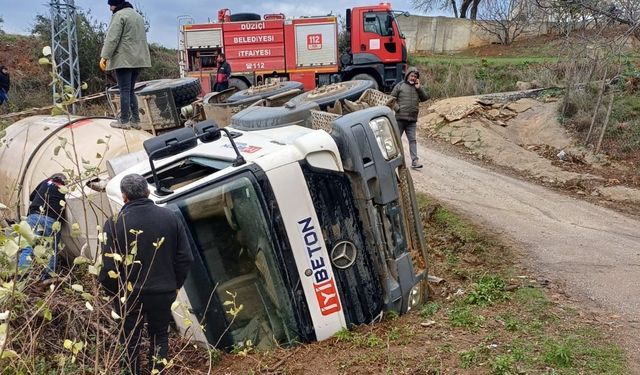 Osmaniye'de beton mikserin devrilmesi sonucu 1 kişi yaralandı!