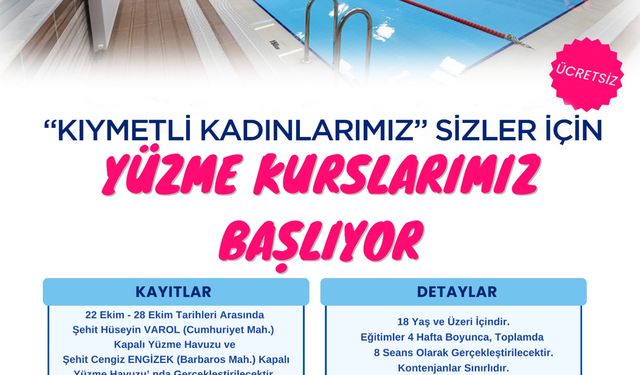 Onikişubat Belediyesi’nden kadınlara yönelik ücretsiz yüzme kursu