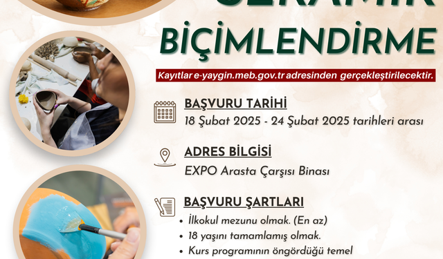 Seramik sanatına ilgi duyanlara Onikişubat Belediyesi’nden müjde