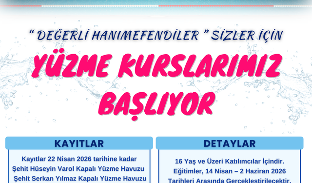 Onikişubat Belediyesi’nin kadınlara özel yüzme kursuna başvurular başladı