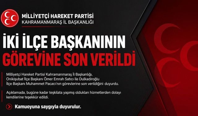 MHP Kahramanmaraş’ta İlçe Başkanlıklarında Görev Değişimi