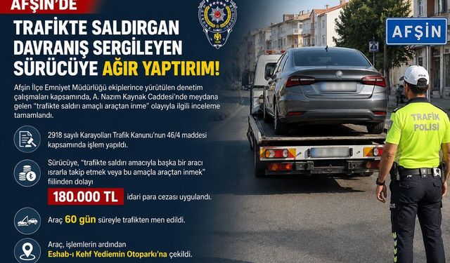 Kahramanmaraş’ta Trafikte Saldırgan Sürücüye 180 Bin TL Ceza