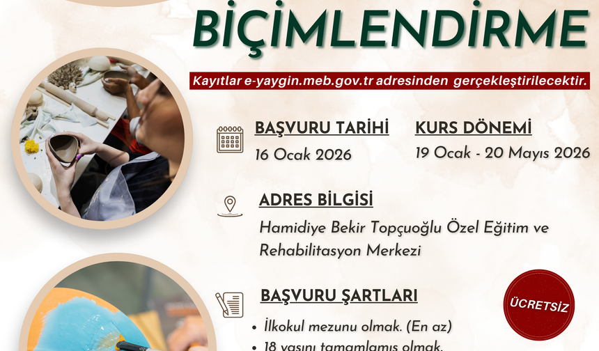 Onikişubat Belediyesi’nin Seramik Biçimlendirme Kursu Başlıyor