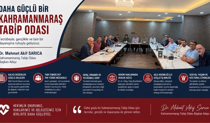 Kahramanmaraş Tabip Odası Başkan Adayı Dr. Mehmet Akif Sarıca Projelerini Açıkladı