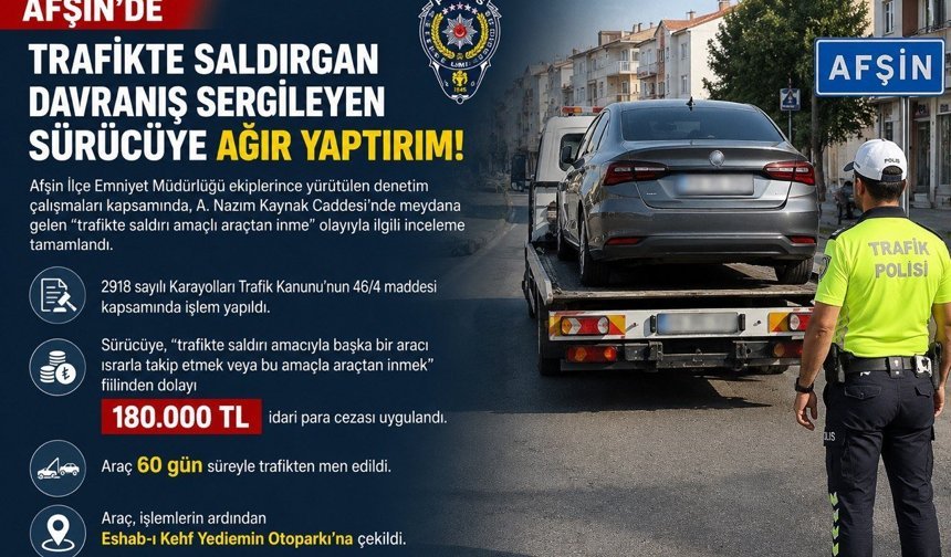 Kahramanmaraş’ta Trafikte Saldırgan Sürücüye 180 Bin TL Ceza