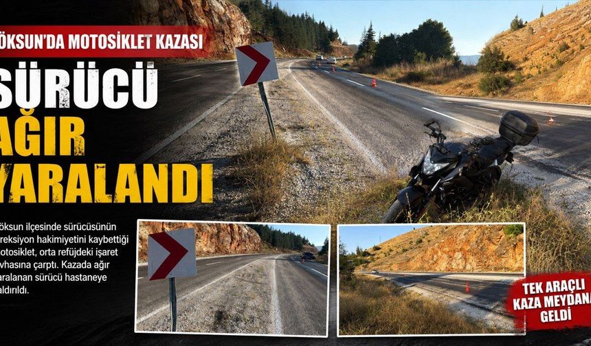 Kahramanmaraş’ta Uyarı Levhasına Çarpan Motosiklet Sürücüsü Ağır Yaralandı