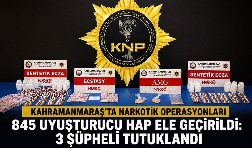 Kahramanmaraş’ta Narkotik Operasyonlarında 3 Şüpheli Tutuklandı