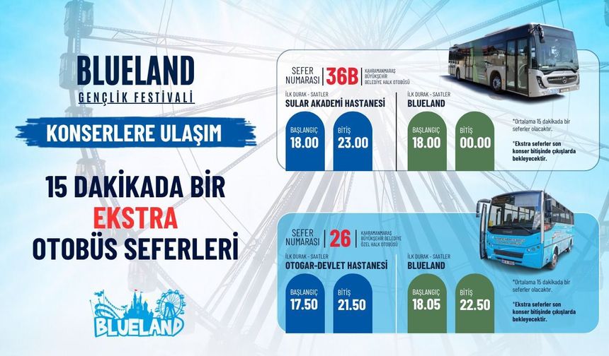 BLUELAND GENÇLİK FESTİVALİ İÇİN OTOBÜS SEFERLERİ ARTIRILDI