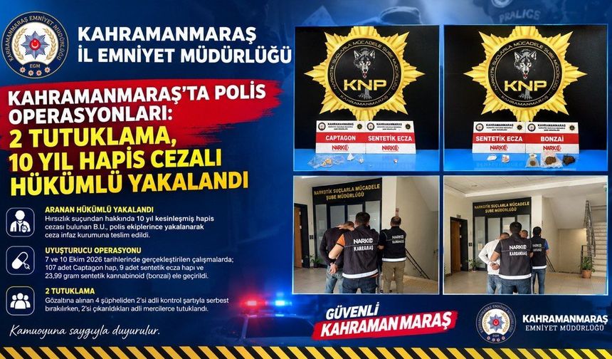 Kahramanmaraş’ta Aranan Hükümlü Yakalandı: 10 Yıl Hapis Cezası Bulunuyordu