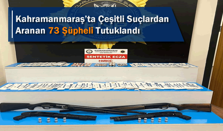 Kahramanmaraş'ta Çeşitli Suçlardan Aranan 73 Şüpheli Tutuklandı