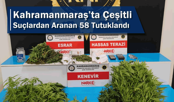 Kahramanmaraş'ta Çeşitli Suçlardan Aranan 58 Tutuklandı