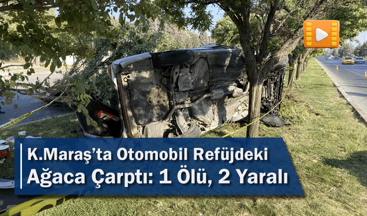 Kahramanmaraş'ta Otomobil Refüjdeki Ağaca Çarptı: 1 Ölü, 2 Yaralı