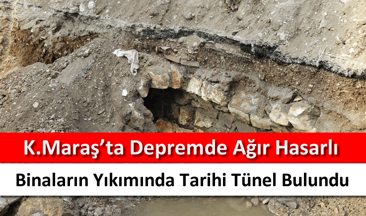 Kahramanmaraş'ta depremde ağır hasarlı binaların yıkımında tarihi tünel bulundu