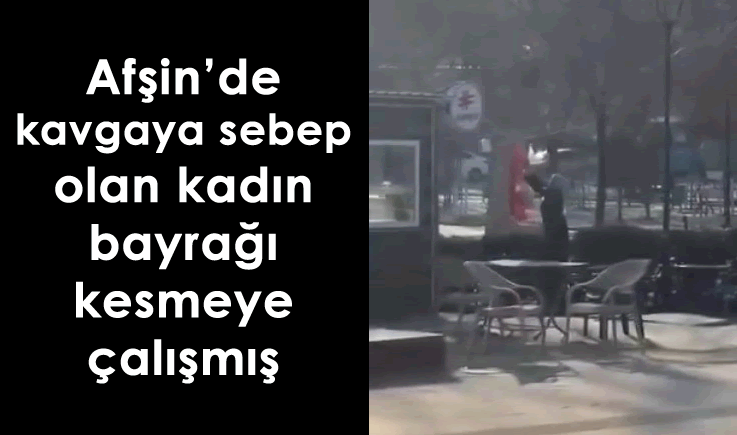 Afşin'de kavgaya sebep olan kadın bayrağı kesmeye çalışmış