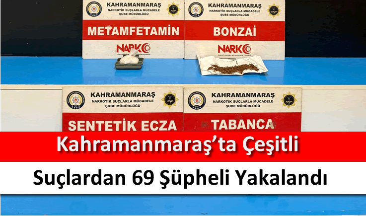 Kahramanmaraş'ta çeşitli suçlardan 69 şüpheli yakalandı