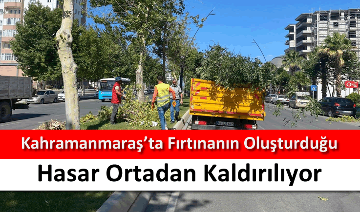 Kahramanmaraş'ta fırtınanın oluşturduğu hasar ortadan kaldırılıyor