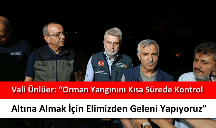 Vali Ünlüer: "Orman yangınını kısa sürede kontrol altına almak için elimizden geleni yapıyoruz"
