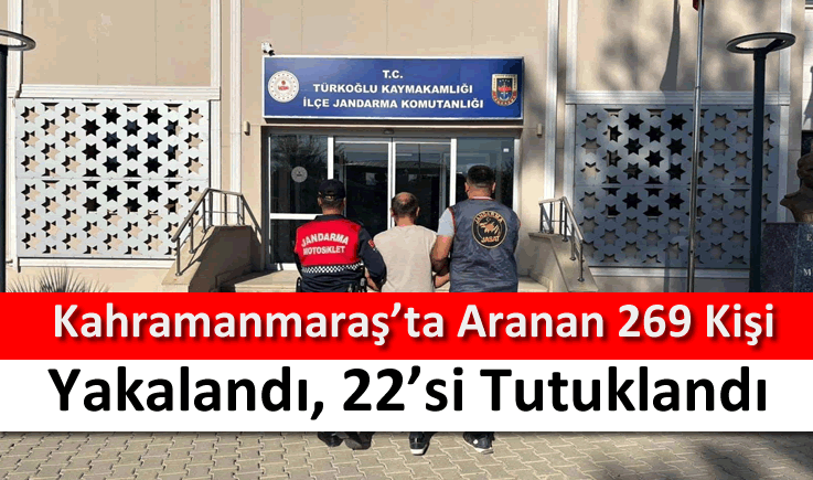Kahramanmaraş'ta aranan 269 kişi yakalandı, 22'si tutuklandı
