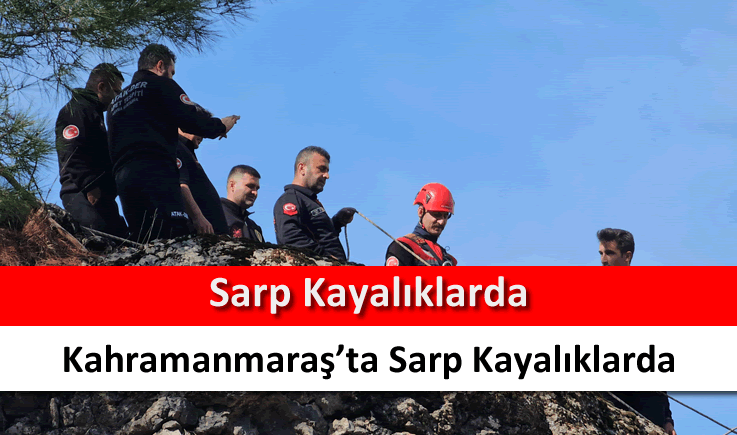 Kahramanmaraş'ta sarp kayalıklarda mahsur kalan keçi kurtarıldı
