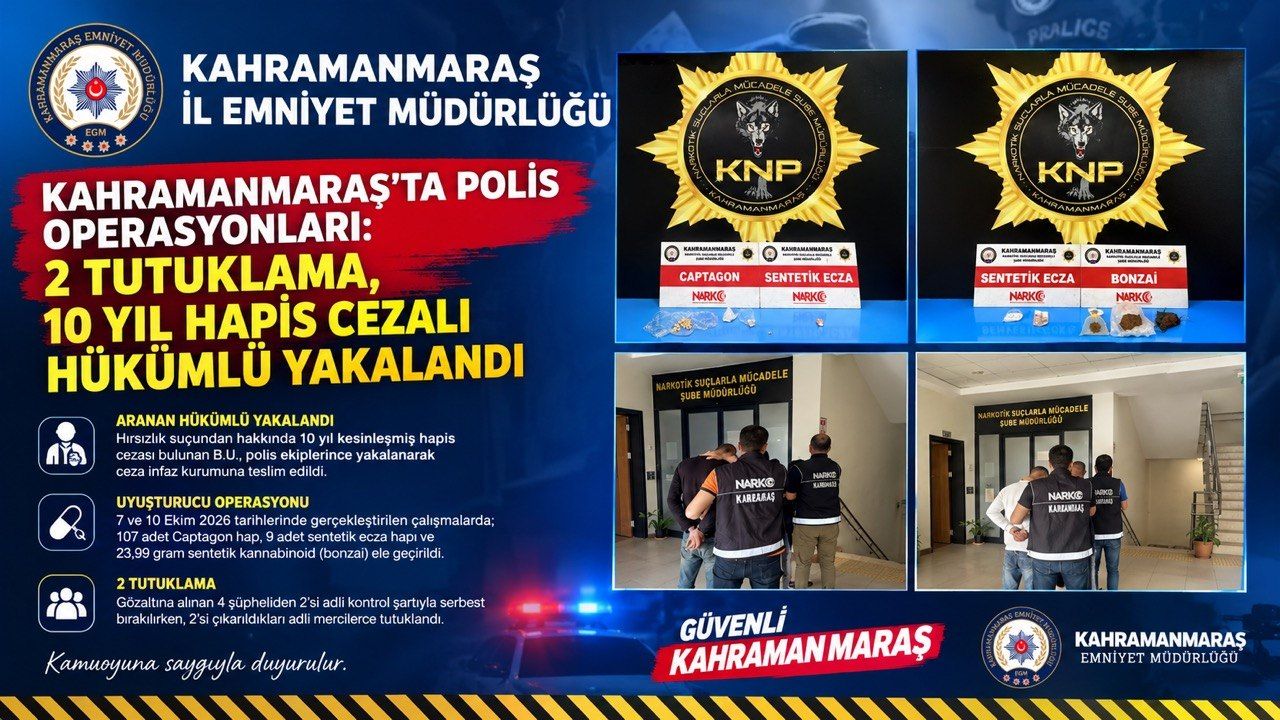 Kahramanmaraş’ta Aranan Hükümlü Yakalandı: 10 Yıl Hapis Cezası Bulunuyordu